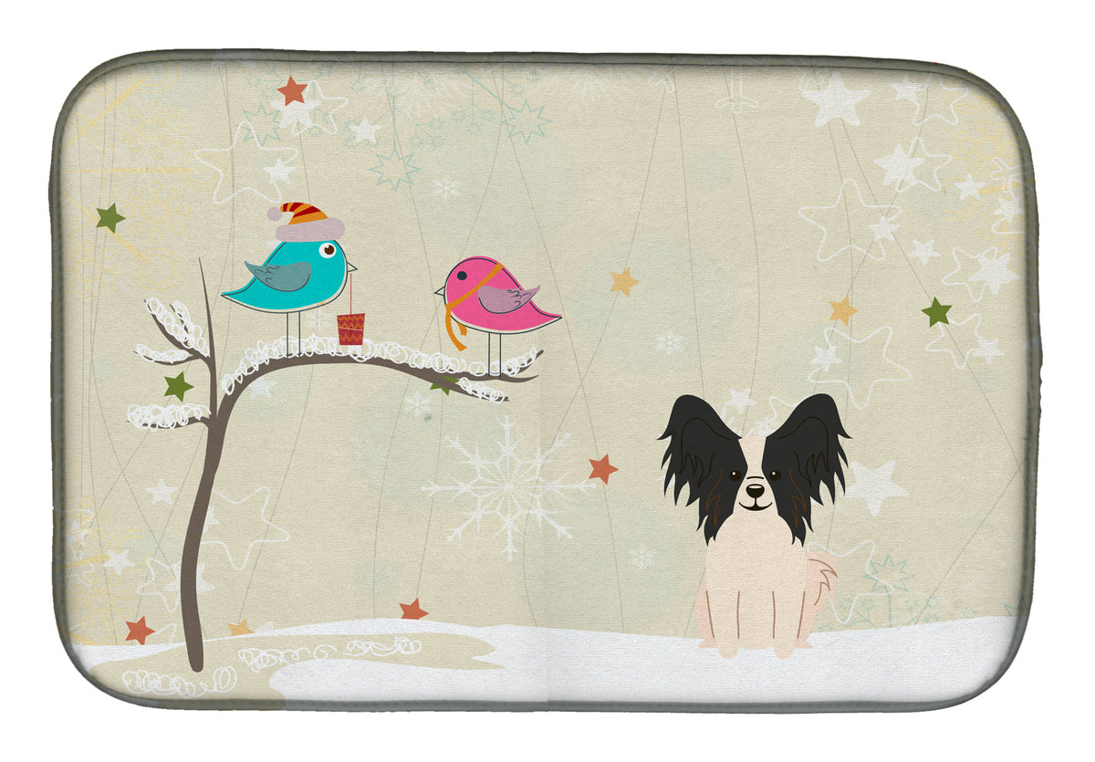 Christmas Presents between Friends Papillon Black White Dish Drying Mat BB2548DDM  the-store.com.