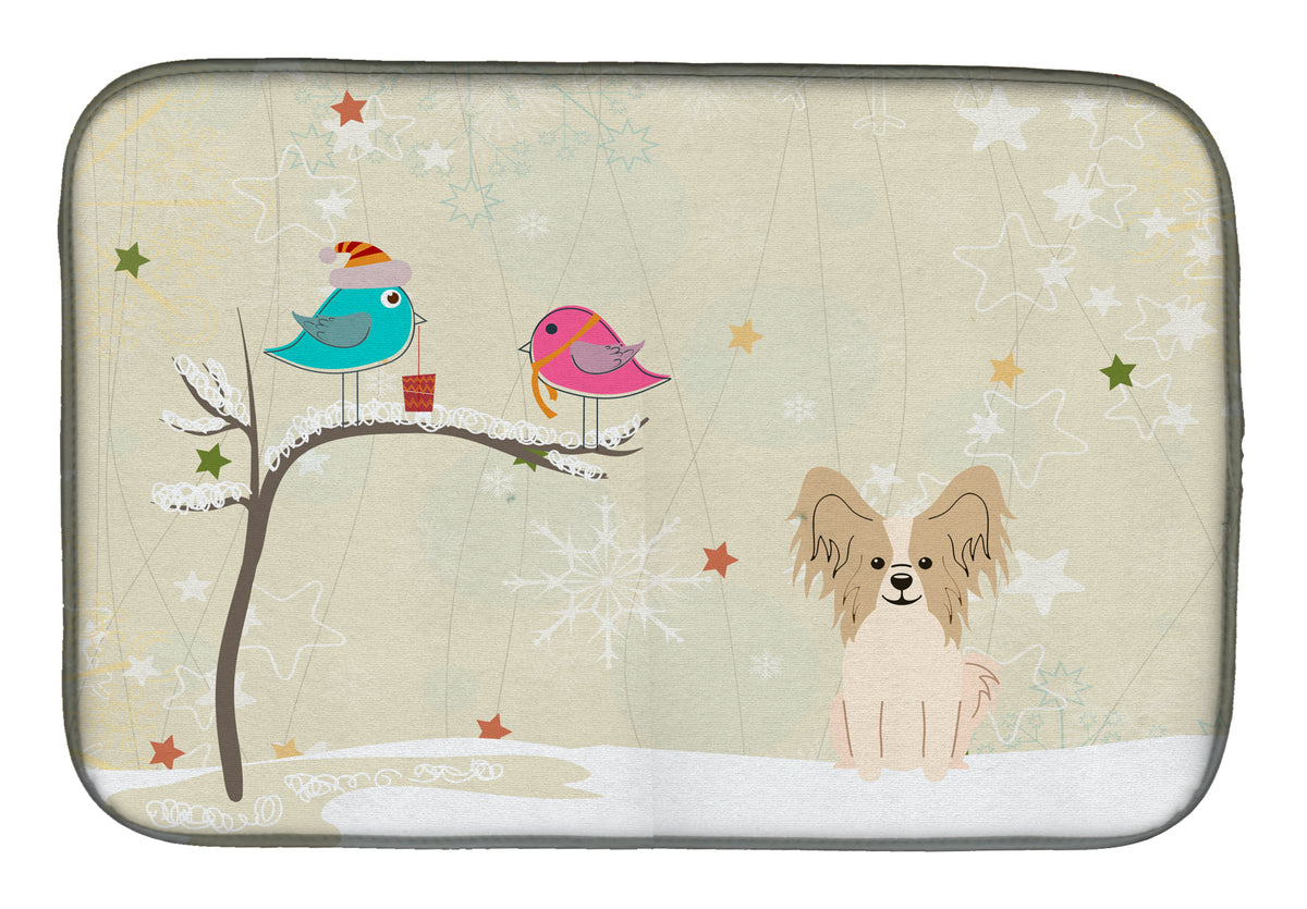 Christmas Presents between Friends Papillon Sable White Dish Drying Mat BB2549DDM