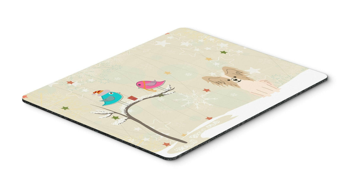 Christmas Presents between Friends Papillon Sable White Mouse Pad, Hot Pad or Trivet BB2549MP by Caroline&#39;s Treasures