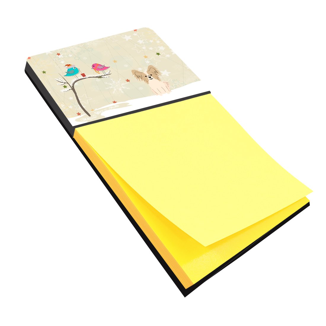 Christmas Presents between Friends Papillon Sable White Sticky Note Holder BB2549SN by Caroline&#39;s Treasures