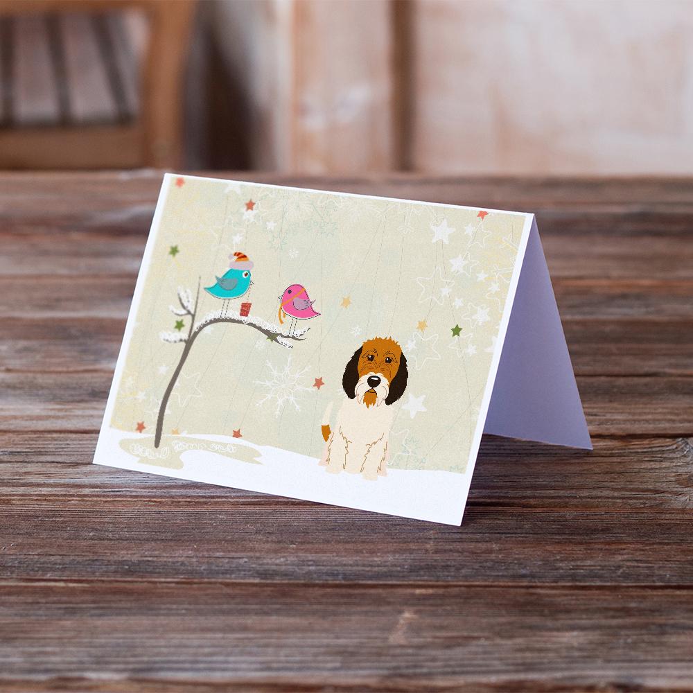 Christmas Presents between Friends Petit Basset Griffon Vend?en Greeting Cards and Envelopes Pack of 8 - the-store.com