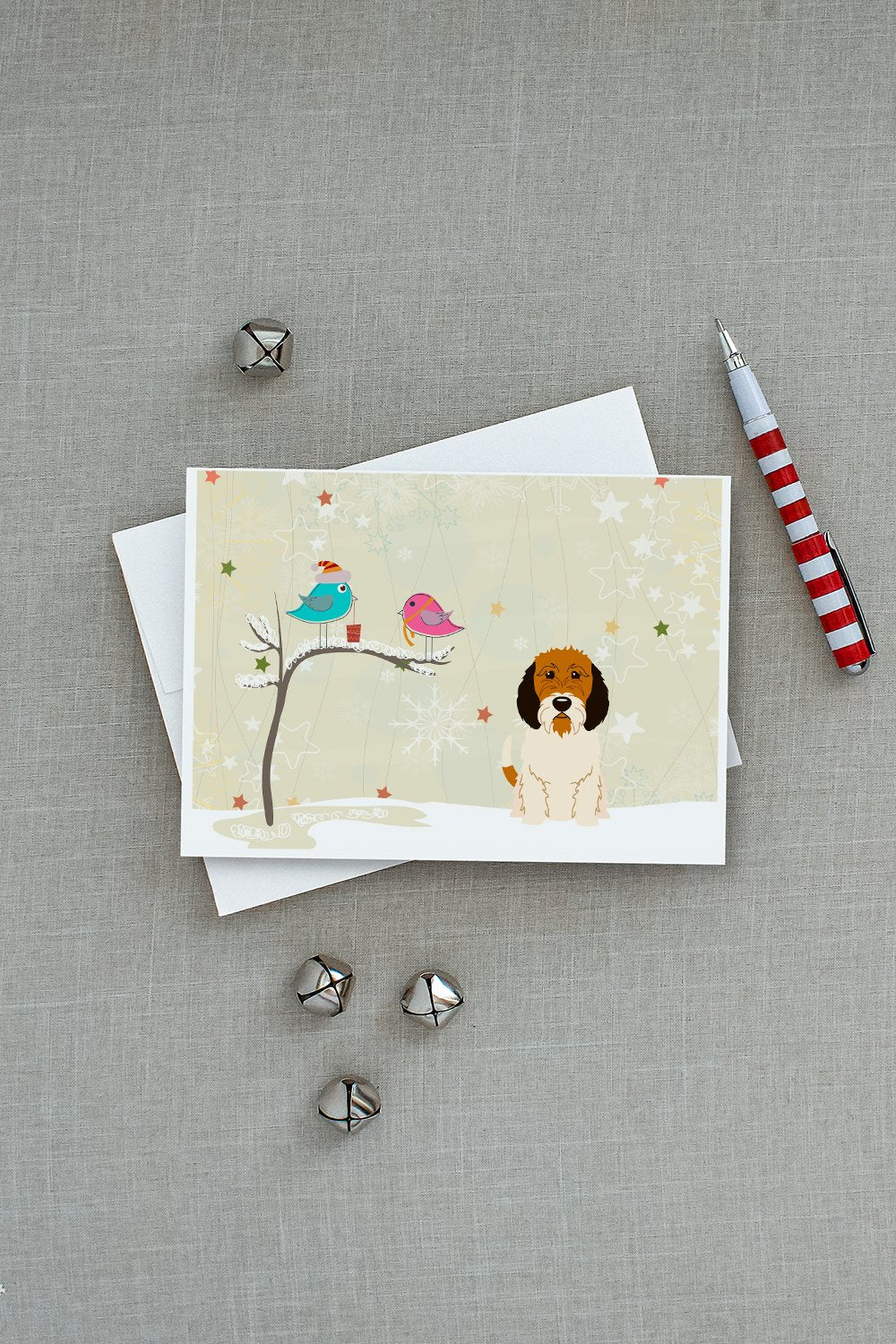 Christmas Presents between Friends Petit Basset Griffon Vend?en Greeting Cards and Envelopes Pack of 8 - the-store.com