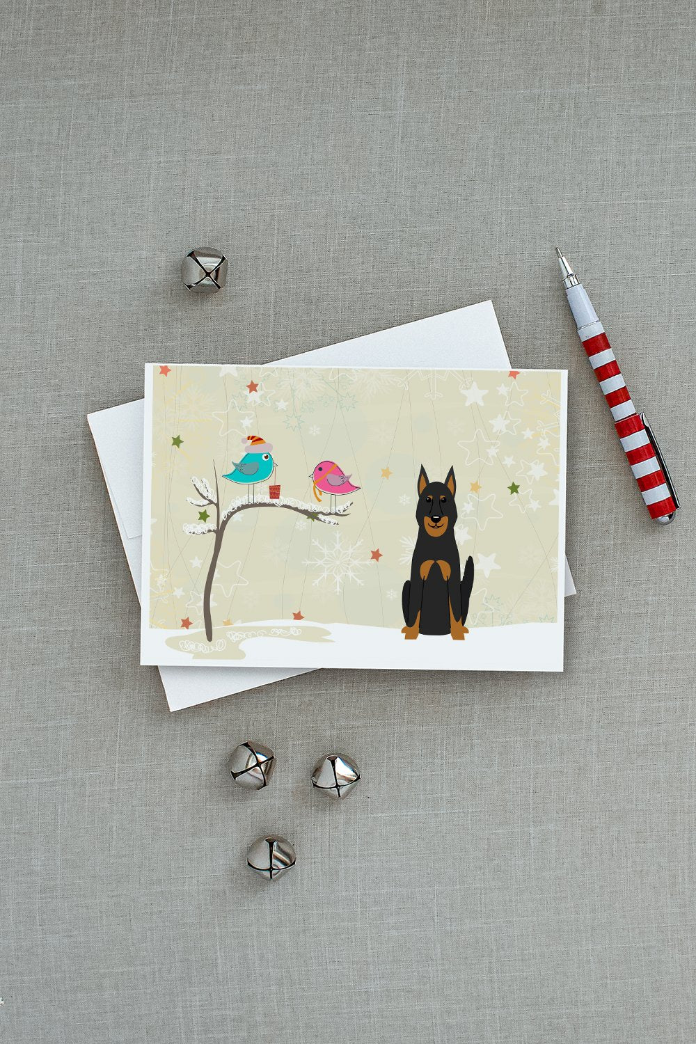 Christmas Presents between Friends Beauce Shepherd Dog Greeting Cards and Envelopes Pack of 8 - the-store.com