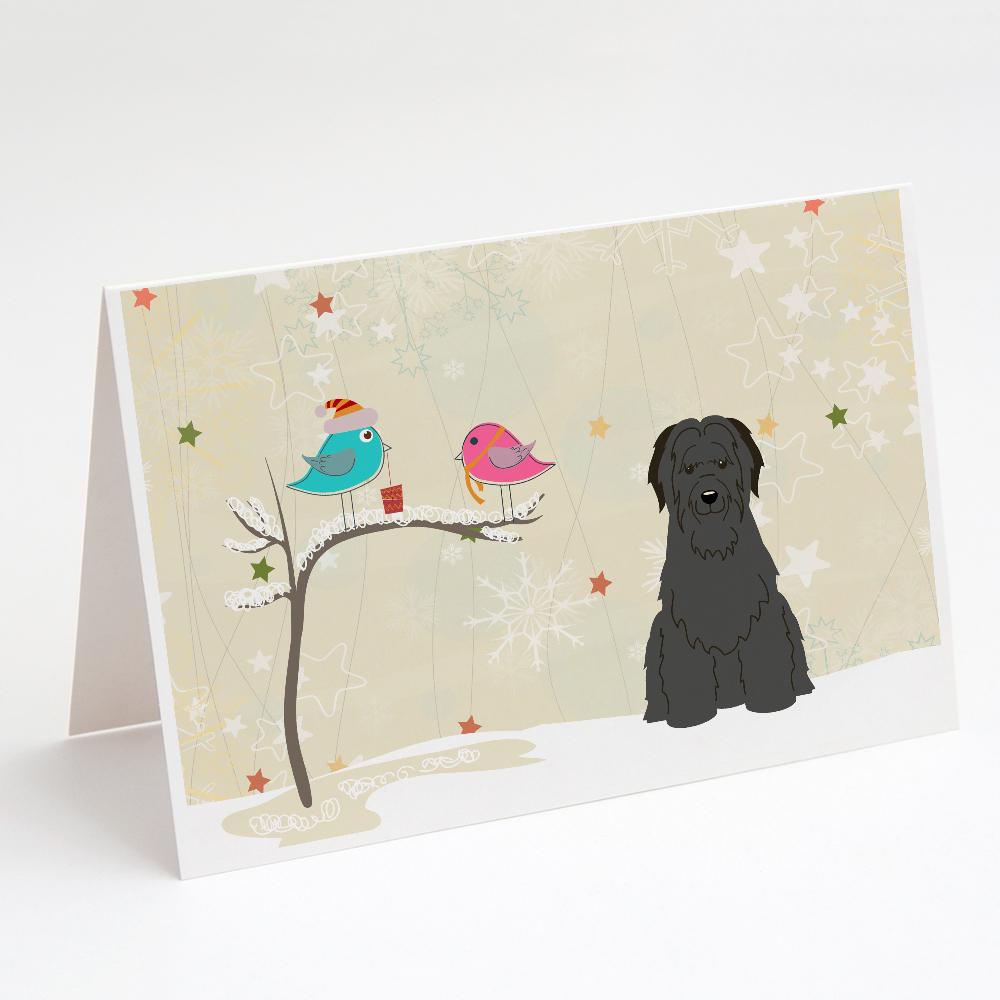 Buy this Christmas Presents between Friends Briard - Black Greeting Cards and Envelopes Pack of 8