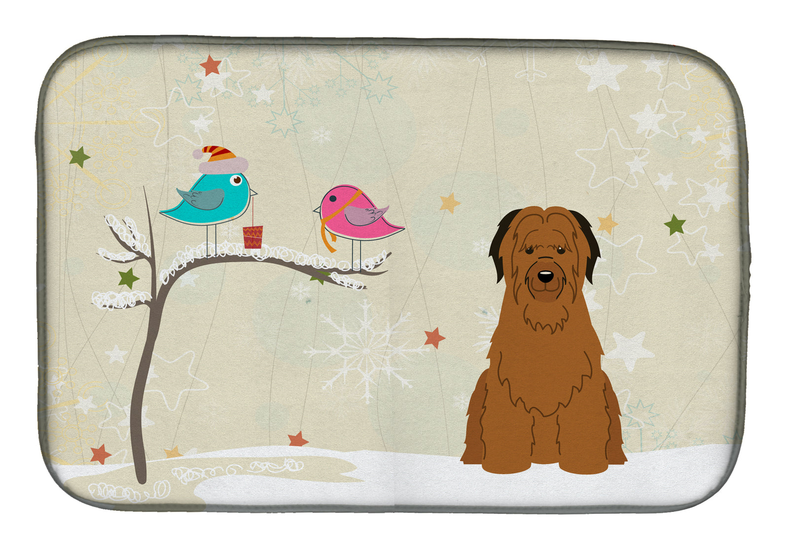 Christmas Presents between Friends Briard Brown Dish Drying Mat BB2554DDM  the-store.com.
