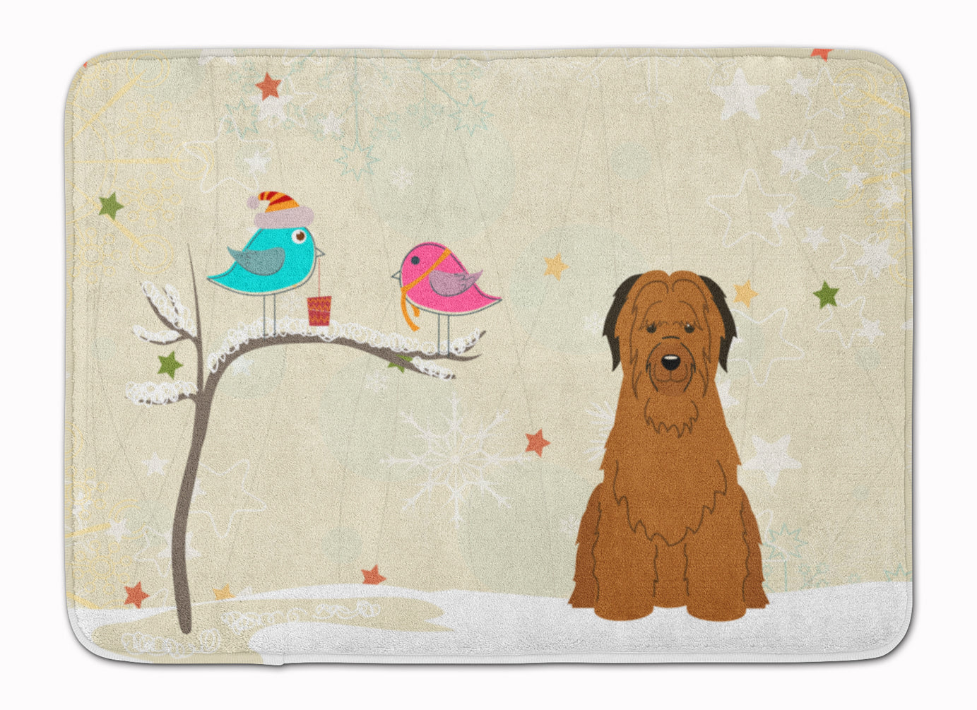 Christmas Presents between Friends Briard Brown Machine Washable Memory Foam Mat BB2554RUG - the-store.com