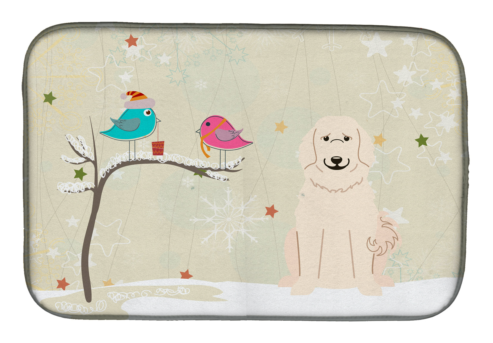 Christmas Presents between Friends Great Pyrenese Dish Drying Mat BB2555DDM  the-store.com.