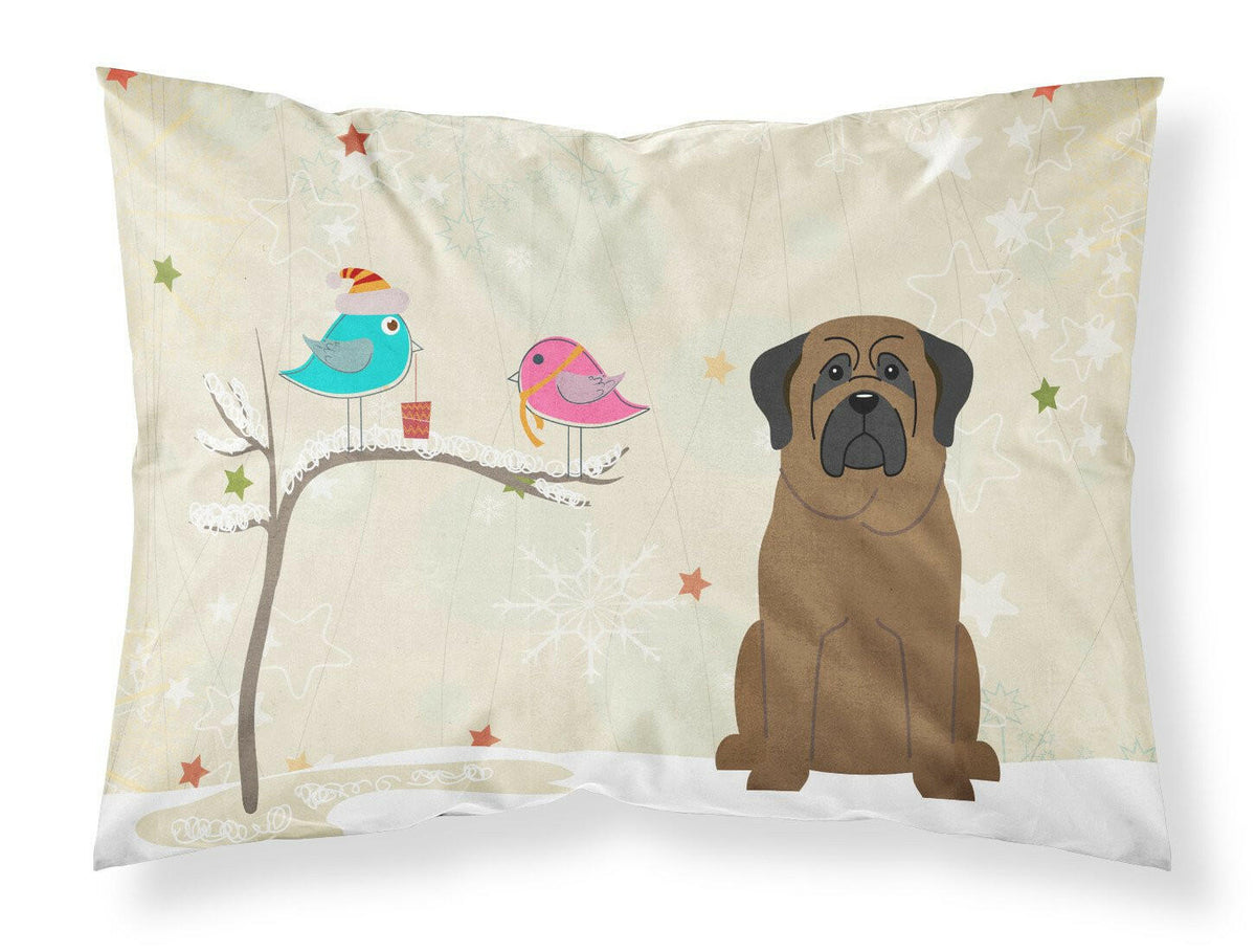 Christmas Presents between Friends Bullmastiff Fabric Standard Pillowcase BB2556PILLOWCASE by Caroline&#39;s Treasures