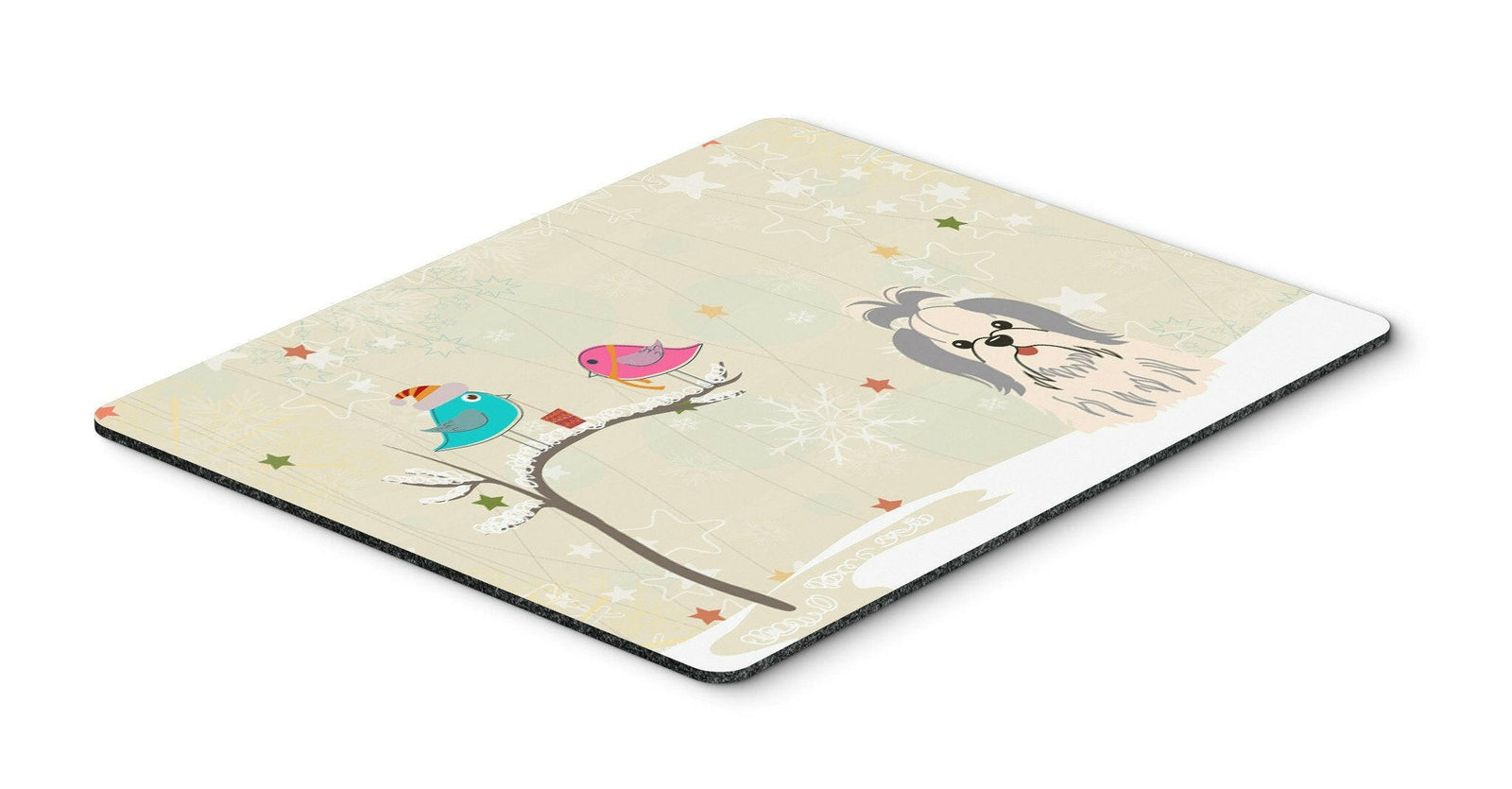 Christmas Presents between Friends Shih Tzu Silver White Mouse Pad, Hot Pad or Trivet BB2557MP by Caroline's Treasures