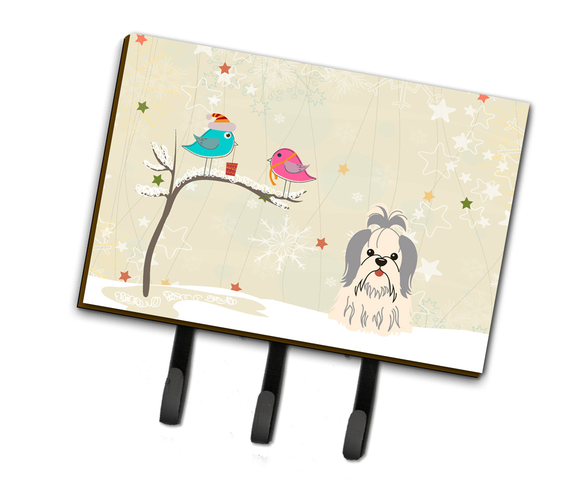 Christmas Presents between Friends Shih Tzu Silver White Leash or Key Holder BB2557TH68  the-store.com.