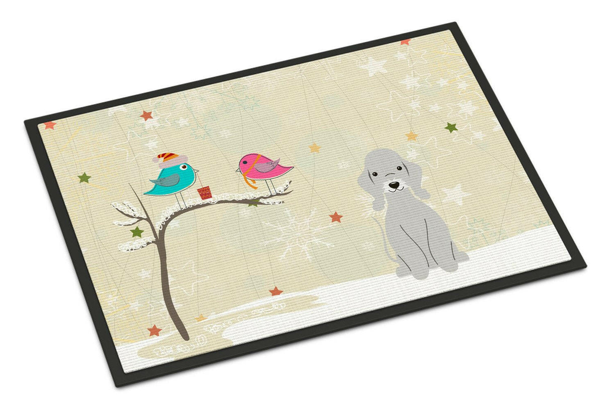 Christmas Presents between Friends Bedlington Terrier Blue Indoor or Outdoor Mat 18x27 BB2562MAT - the-store.com