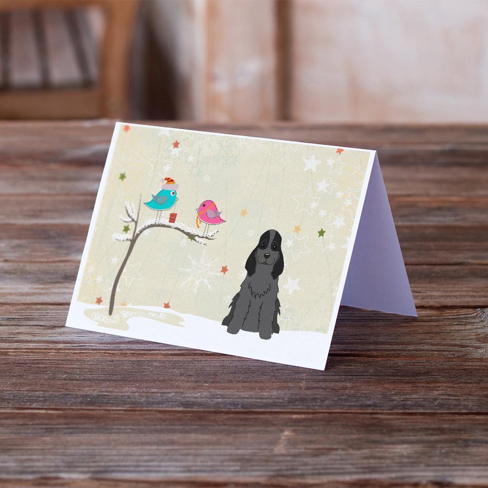 Buy this Christmas Presents between Friends Cocker Spaniel - Black Greeting Cards and Envelopes Pack of 8