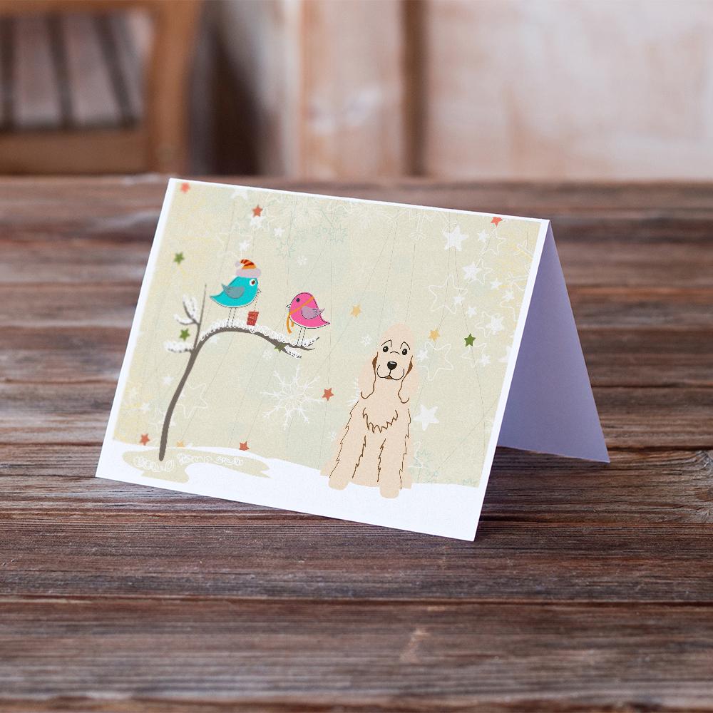 Christmas Presents between Friends Cocker Spaniel - Buff Greeting Cards and Envelopes Pack of 8 - the-store.com
