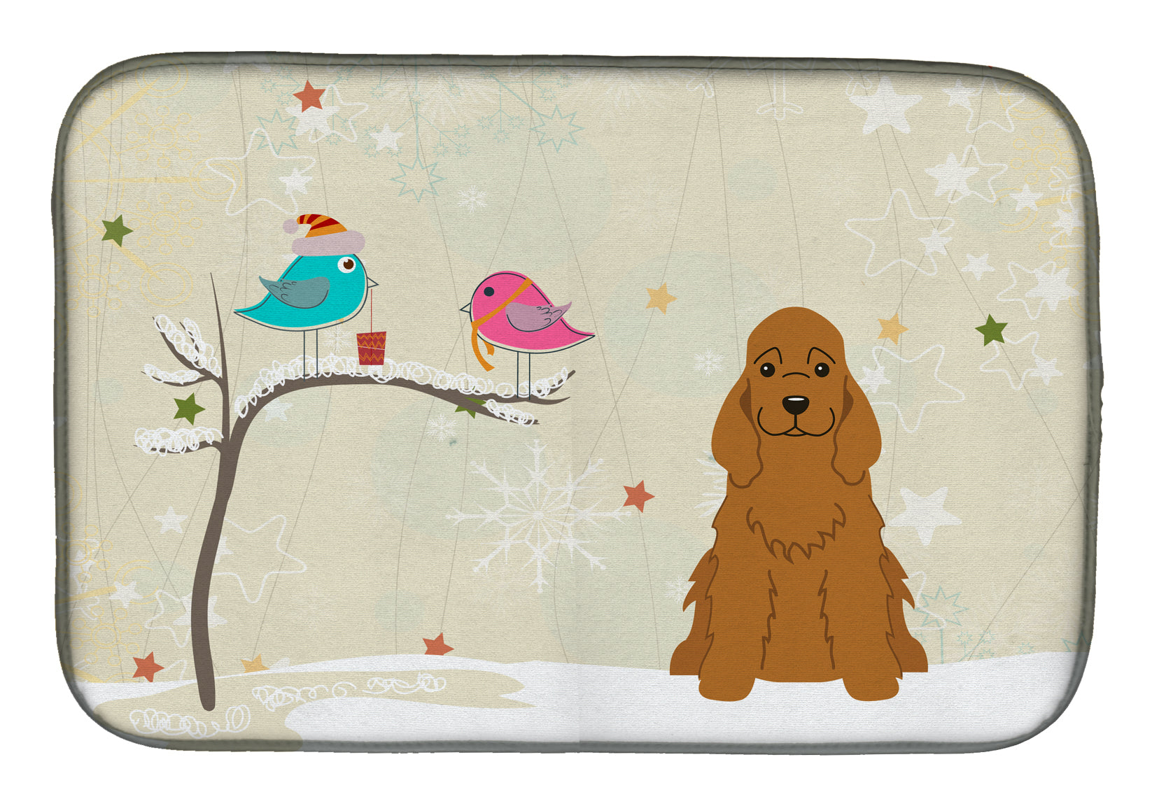 Christmas Presents between Friends Cocker Spaniel Red Dish Drying Mat BB2567DDM  the-store.com.