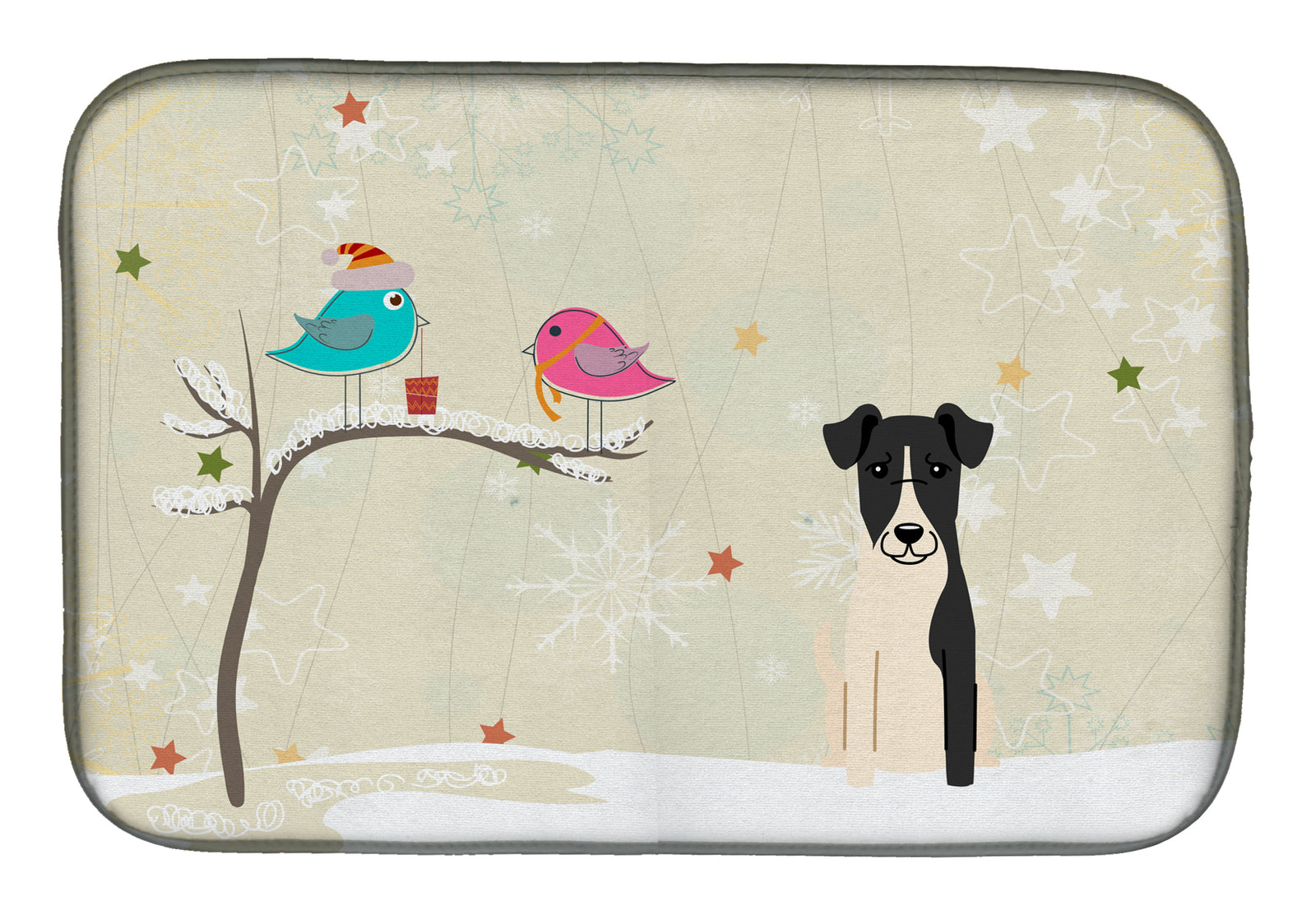 Christmas Presents between Friends Smooth Fox Terrier Dish Drying Mat BB2570DDM  the-store.com.