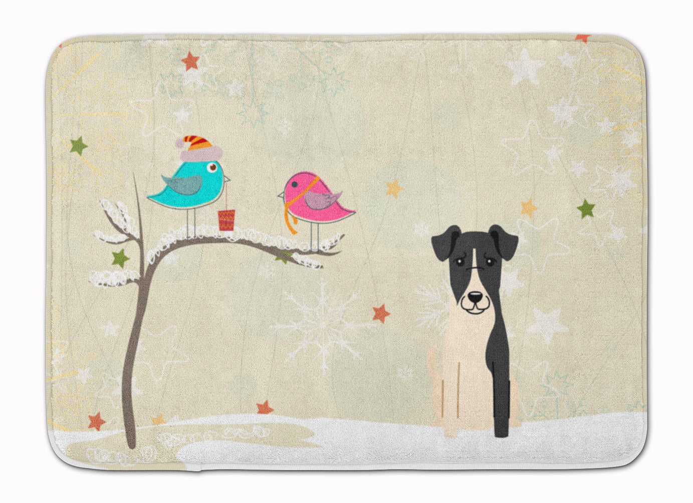 Christmas Presents between Friends Smooth Fox Terrier Machine Washable Memory Foam Mat BB2570RUG - the-store.com