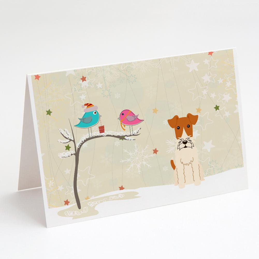 Buy this Christmas Presents between Friends Fox Terrier - Wire Greeting Cards and Envelopes Pack of 8