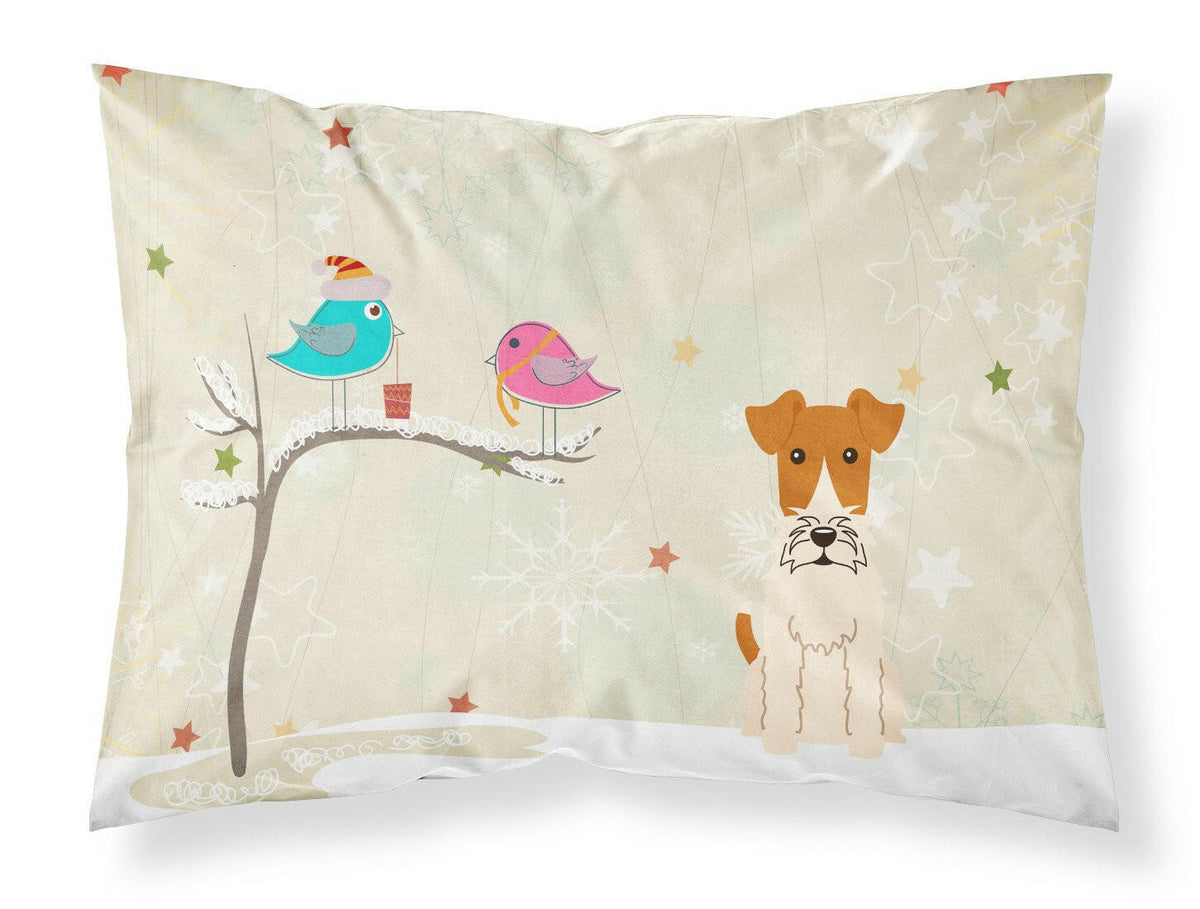 Christmas Presents between Friends Wire Fox Terrier Fabric Standard Pillowcase BB2573PILLOWCASE by Caroline&#39;s Treasures