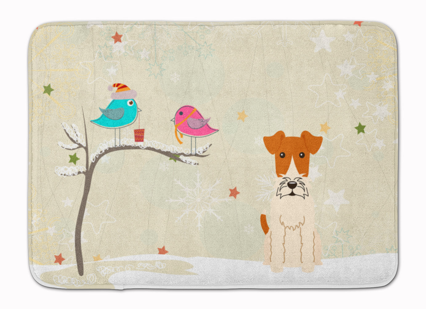 Christmas Presents between Friends Wire Fox Terrier Machine Washable Memory Foam Mat BB2573RUG - the-store.com
