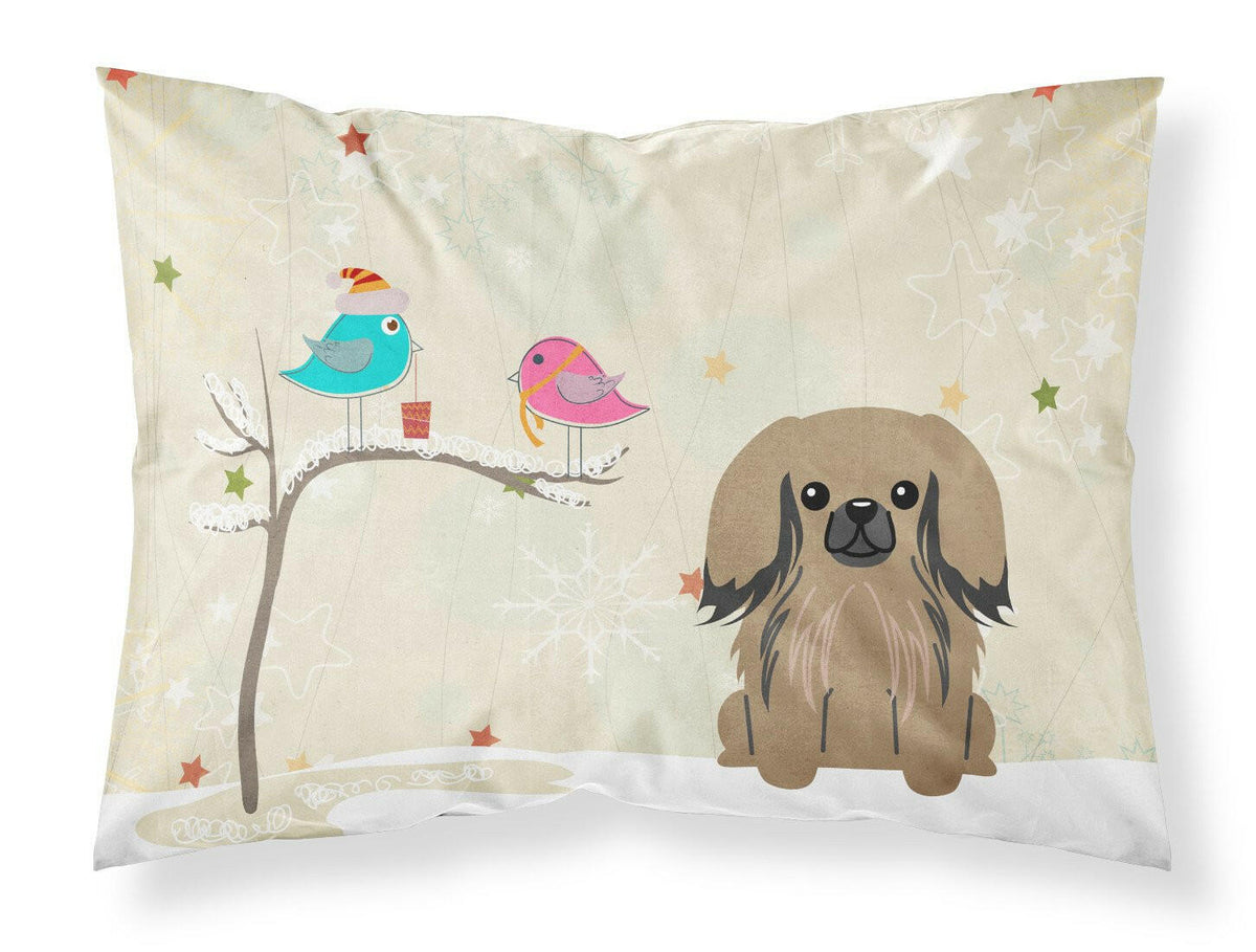 Christmas Presents between Friends Pekingnese Tan Fabric Standard Pillowcase BB2574PILLOWCASE by Caroline&#39;s Treasures