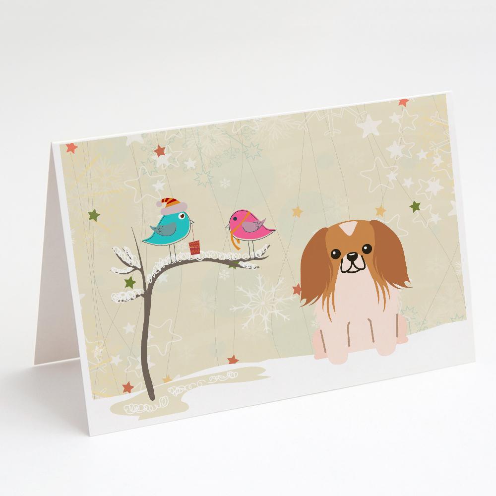 Buy this Christmas Presents between Friends Pekingese - Red and White Greeting Cards and Envelopes Pack of 8