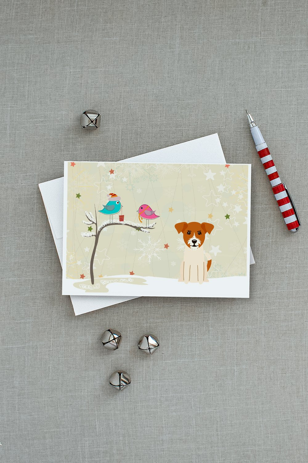 Christmas Presents between Friends Jack Russell Terrier Greeting Cards and Envelopes Pack of 8 - the-store.com