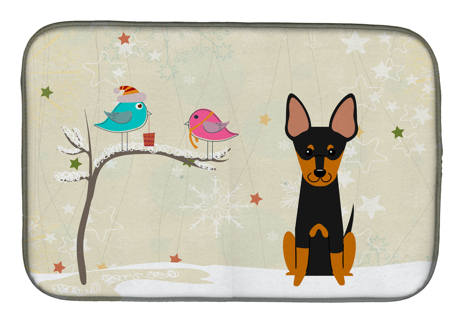 Christmas Presents between Friends English Toy Terrier Dish Drying Mat BB2581DDM