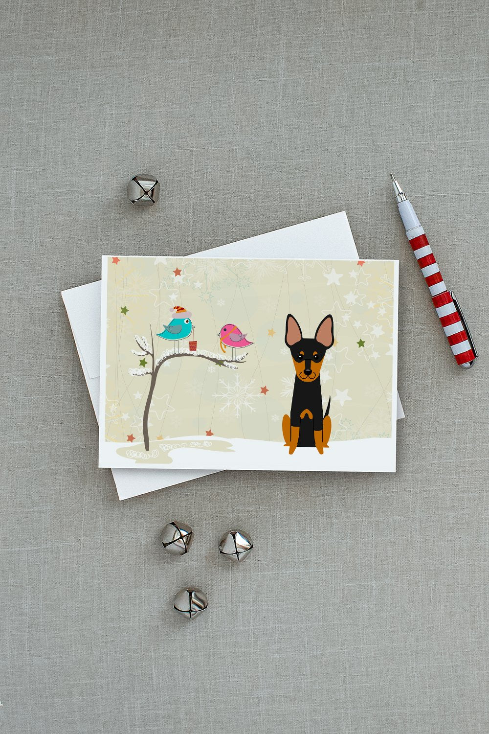 Christmas Presents between Friends English Toy Terrier Greeting Cards and Envelopes Pack of 8 - the-store.com