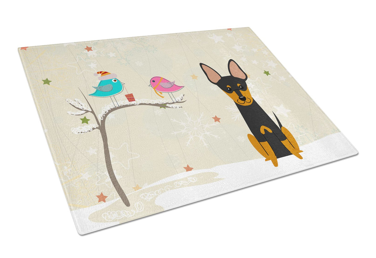 Christmas Presents between Friends English Toy Terrier Glass Cutting Board Large BB2581LCB by Caroline&#39;s Treasures