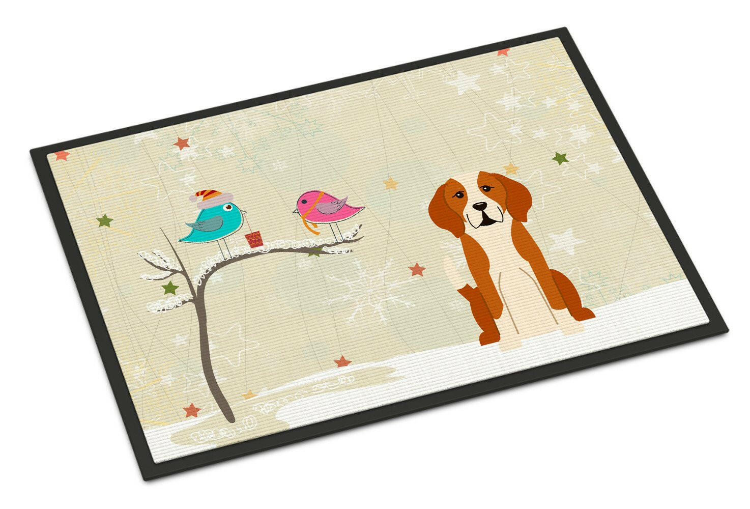 Christmas Presents between Friends English Foxhound Indoor or Outdoor Mat 18x27 BB2582MAT - the-store.com