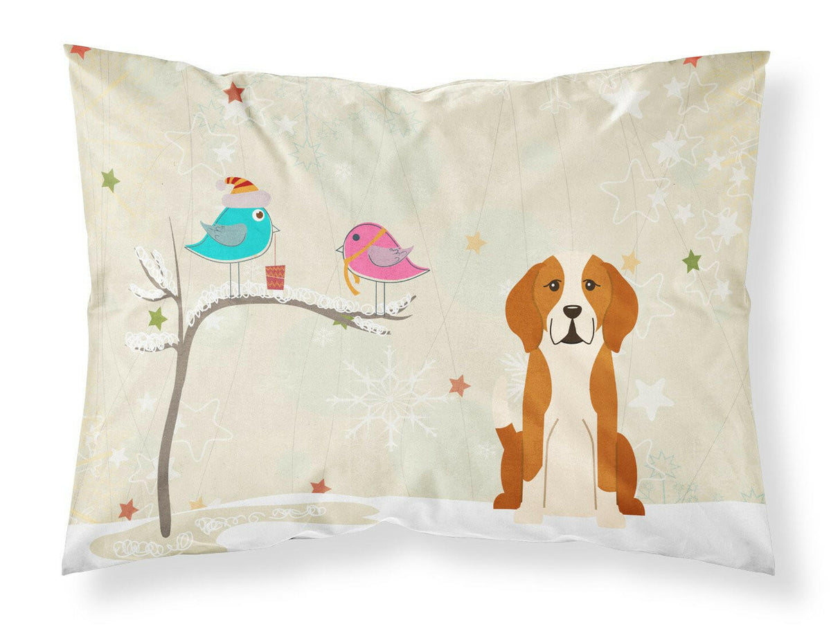 Christmas Presents between Friends English Foxhound Fabric Standard Pillowcase BB2582PILLOWCASE by Caroline&#39;s Treasures