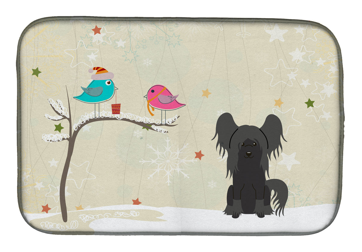 Christmas Presents between Friends Chinese Crested Black Dish Drying Mat BB2584DDM