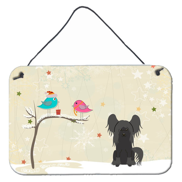 Christmas Presents between Friends Chinese Crested Black Wall or Door Hanging Prints BB2584DS812 by Caroline's Treasures