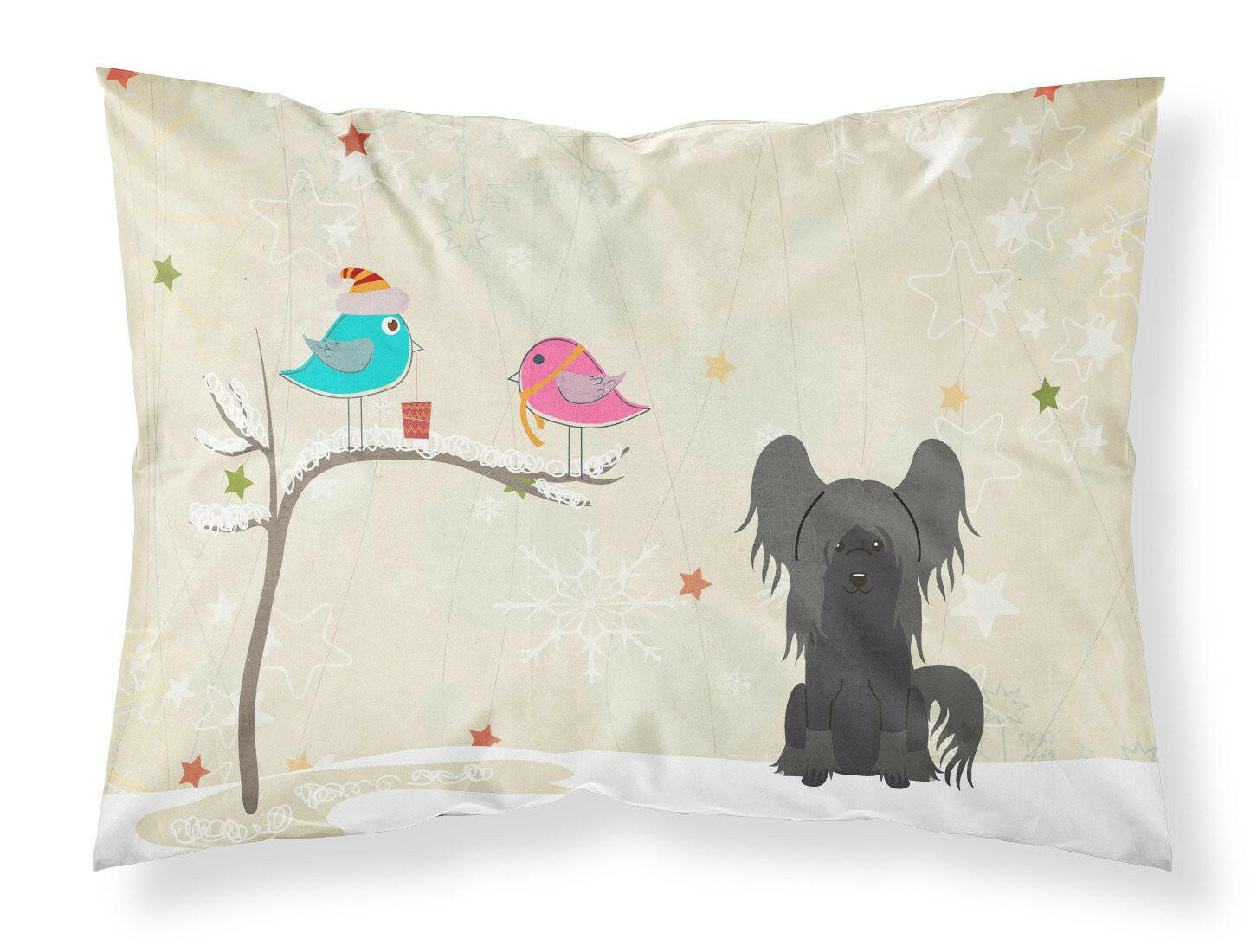 Christmas Presents between Friends Chinese Crested Black Fabric Standard Pillowcase BB2584PILLOWCASE by Caroline's Treasures