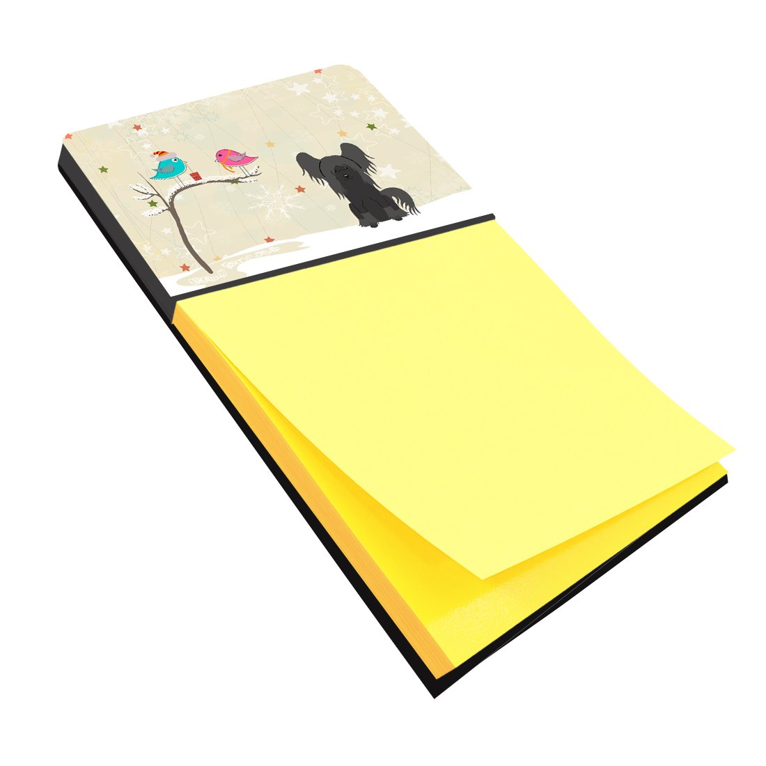 Christmas Presents between Friends Chinese Crested Black Sticky Note Holder BB2584SN by Caroline&#39;s Treasures