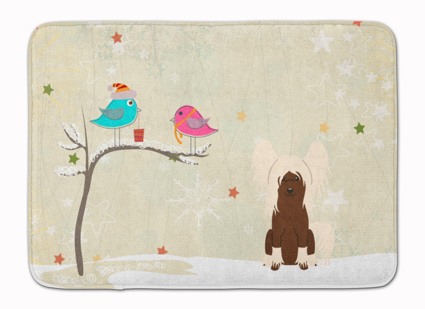 Christmas Presents between Friends Chinese Crested Cream Machine Washable Memory Foam Mat BB2585RUG - the-store.com