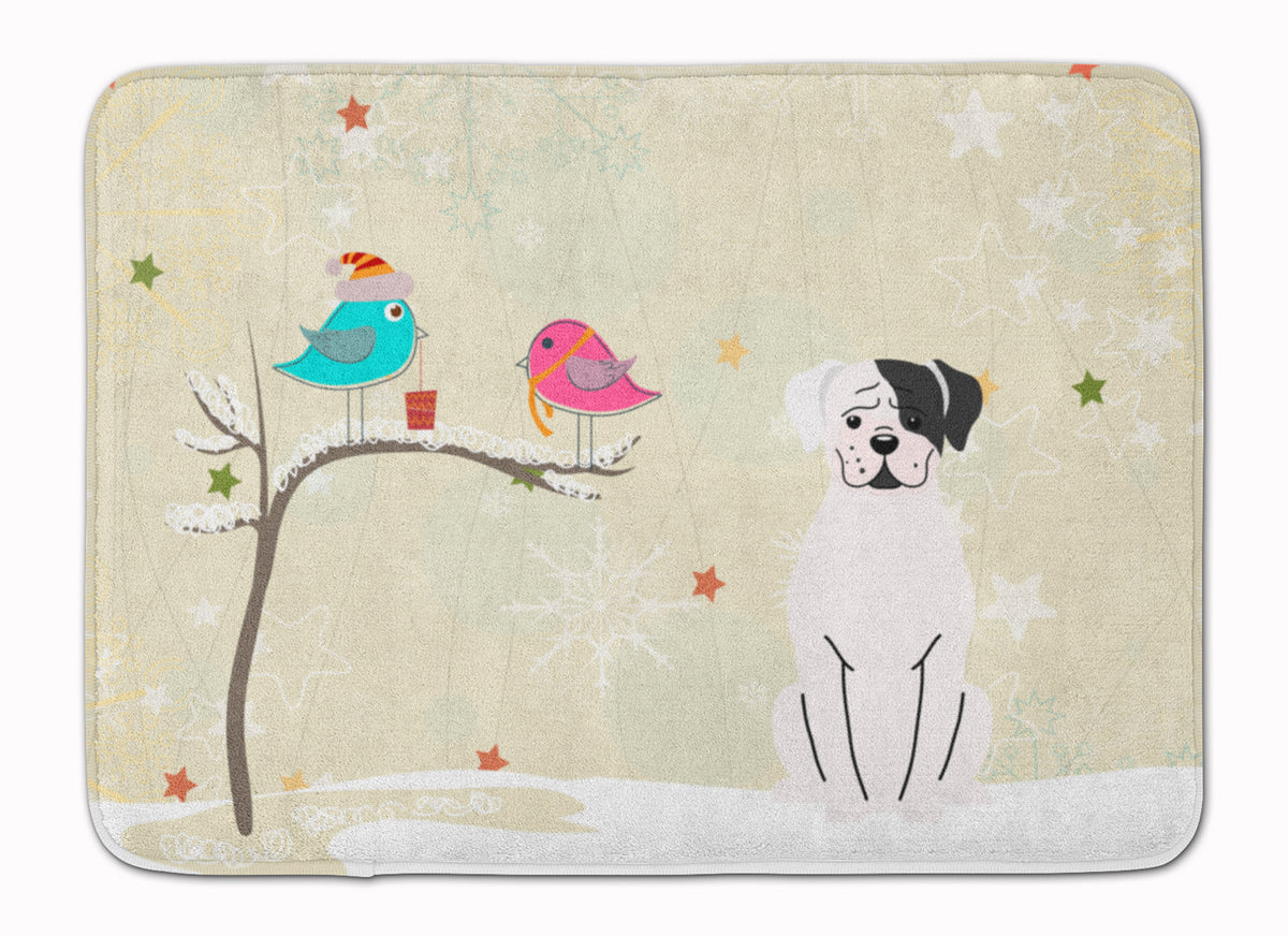 Christmas Presents between Friends White Boxer Cooper Machine Washable Memory Foam Mat BB2586RUG - the-store.com