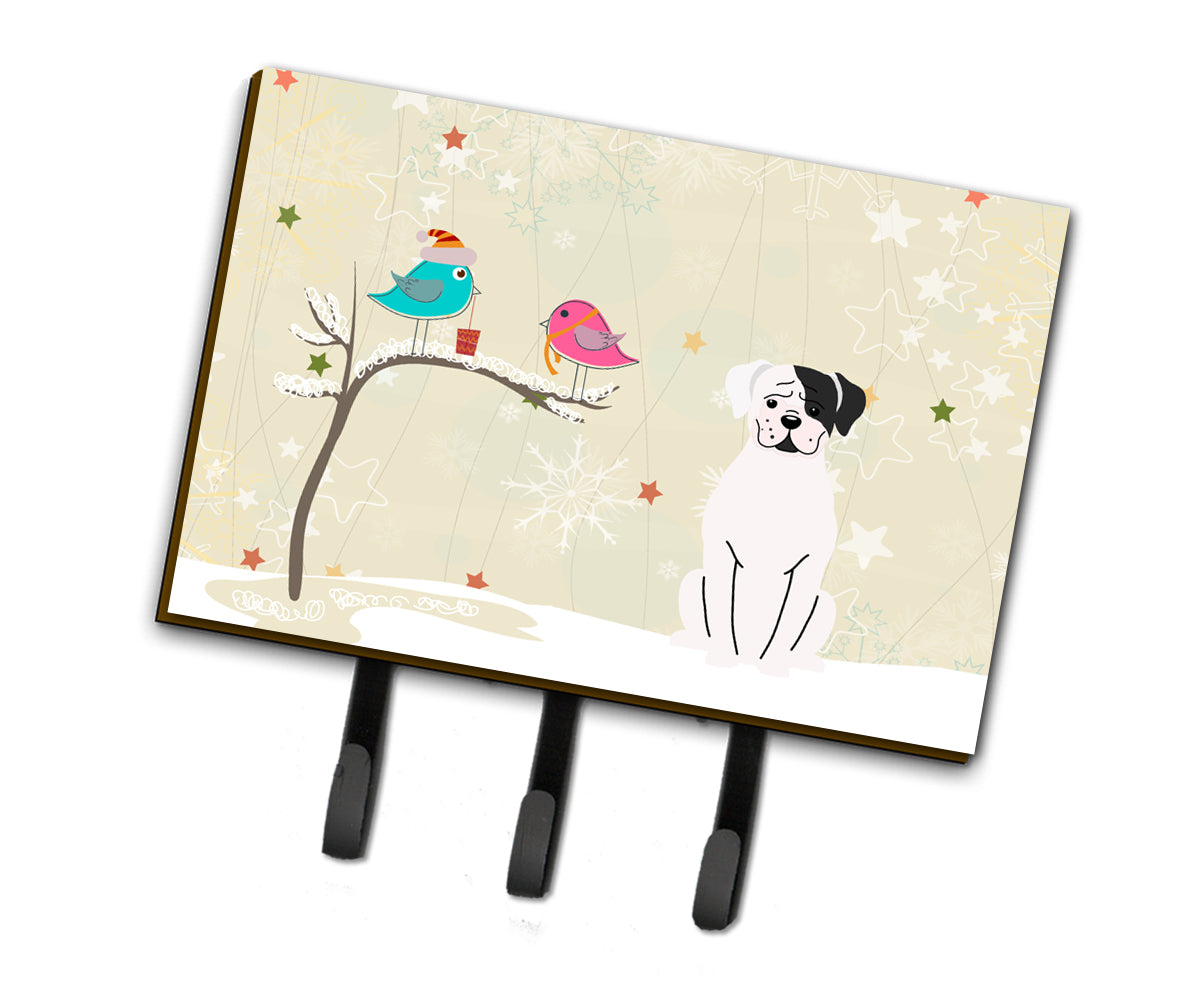 Christmas Presents between Friends White Boxer Cooper Leash or Key Holder BB2586TH68  the-store.com.