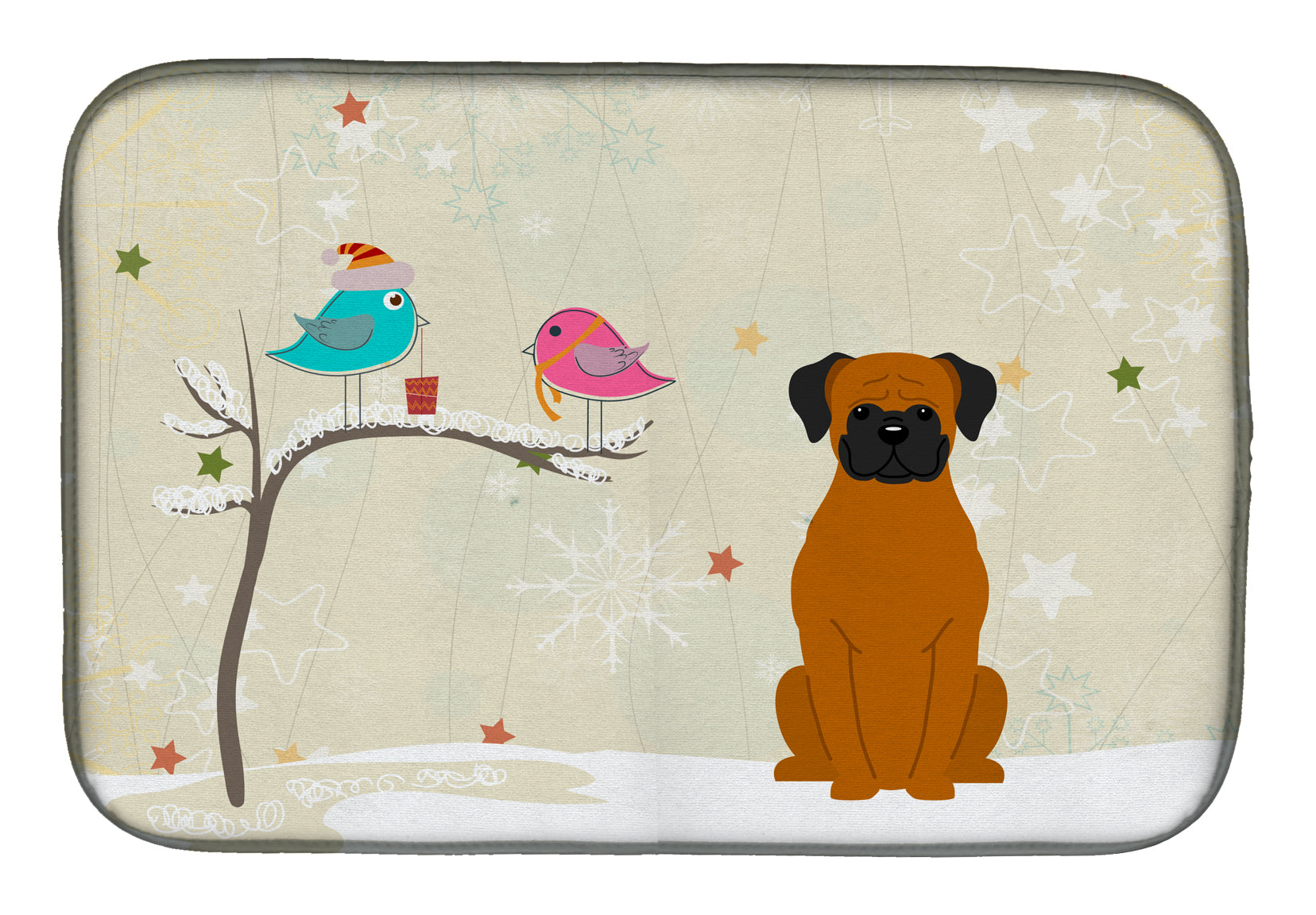 Christmas Presents between Friends Fawn Boxer Dish Drying Mat BB2587DDM  the-store.com.