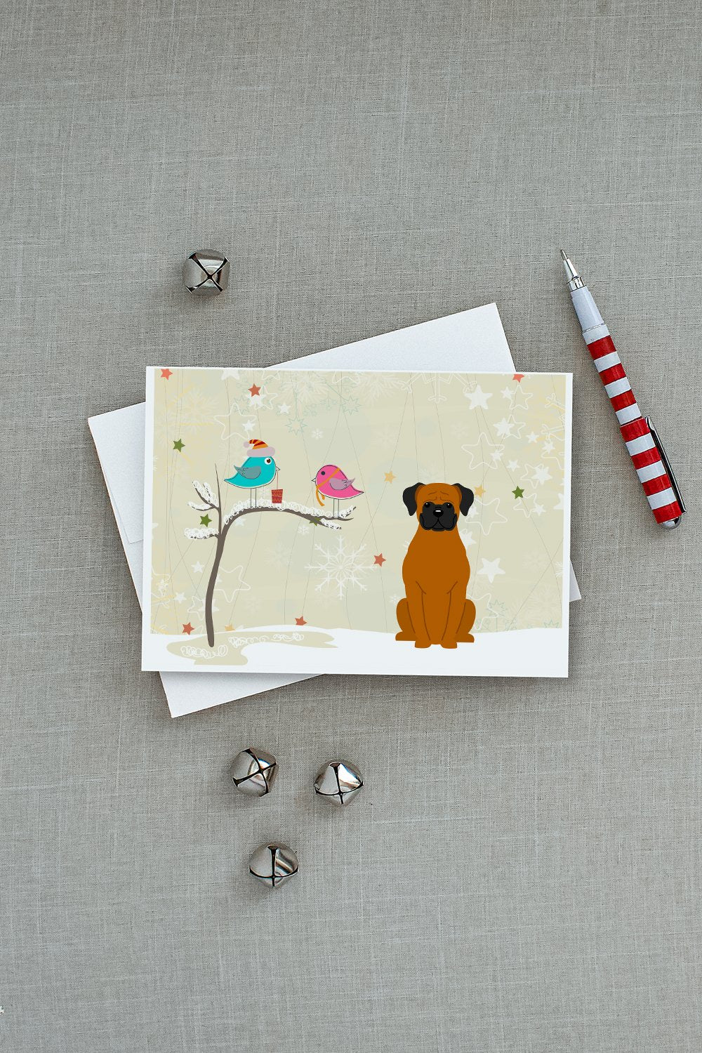 Christmas Presents between Friends Boxer - Fawn Greeting Cards and Envelopes Pack of 8 - the-store.com