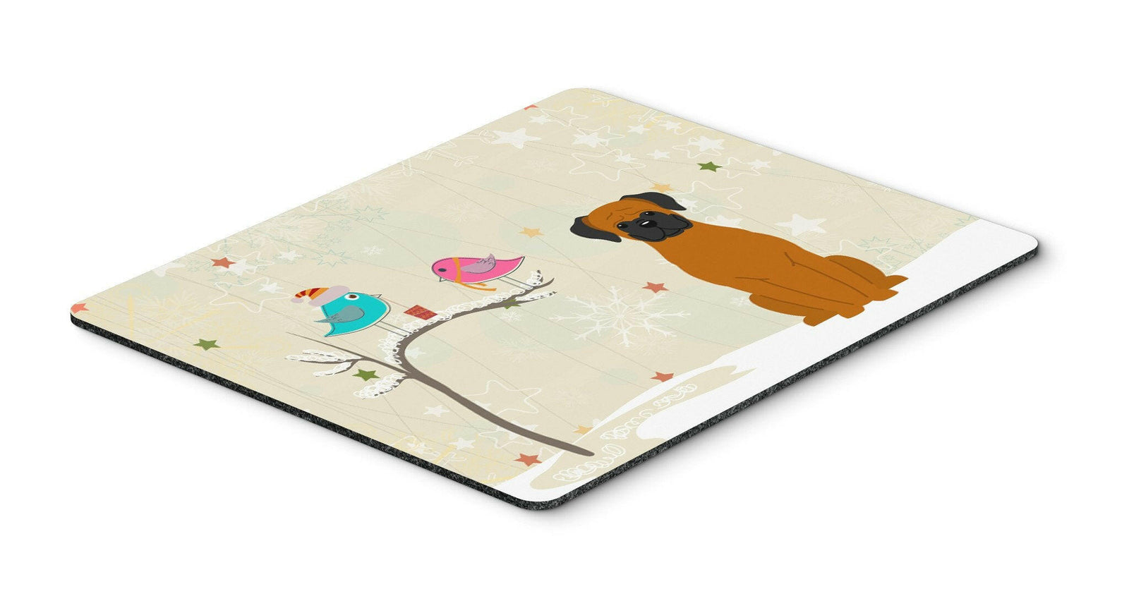 Christmas Presents between Friends Fawn Boxer Mouse Pad, Hot Pad or Trivet BB2587MP by Caroline's Treasures