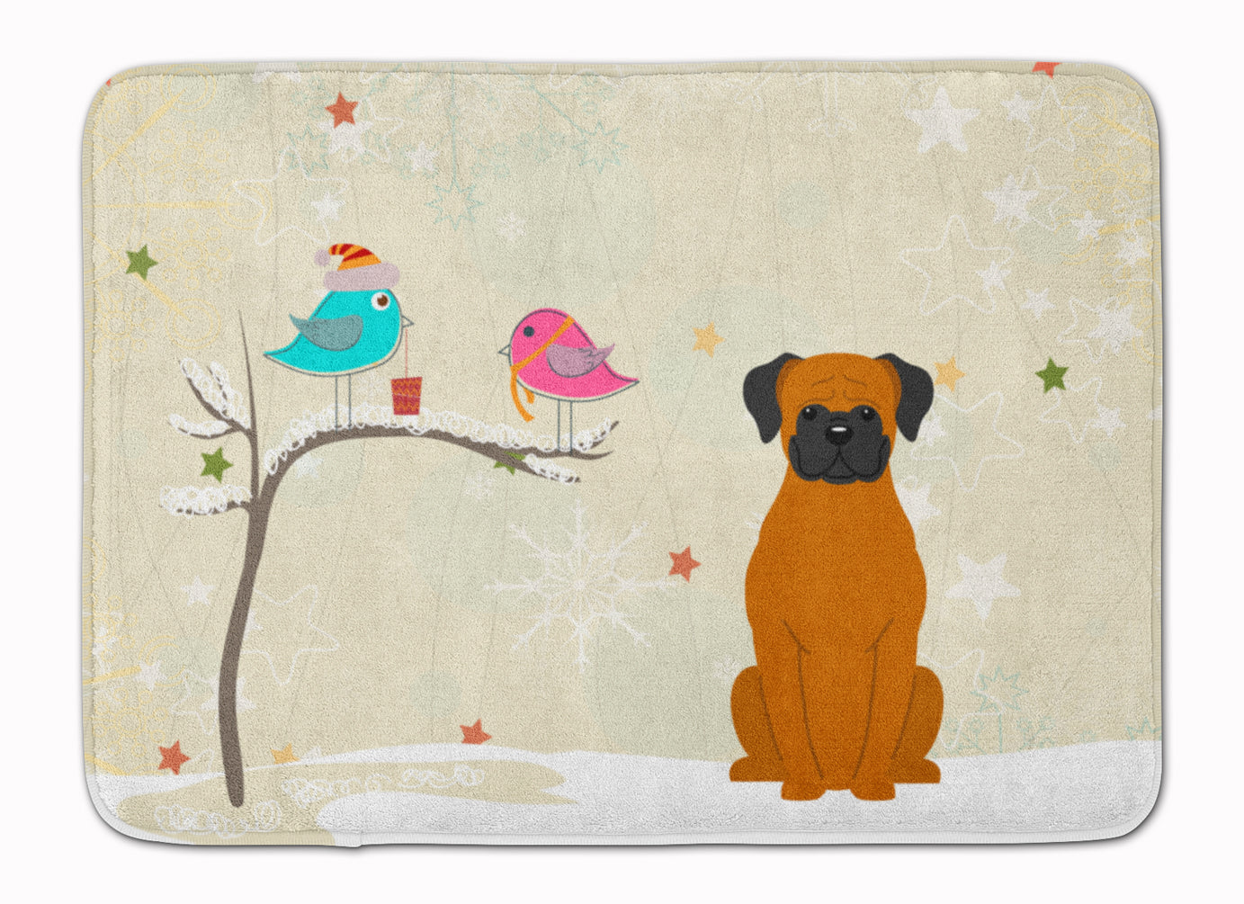 Christmas Presents between Friends Fawn Boxer Machine Washable Memory Foam Mat BB2587RUG - the-store.com