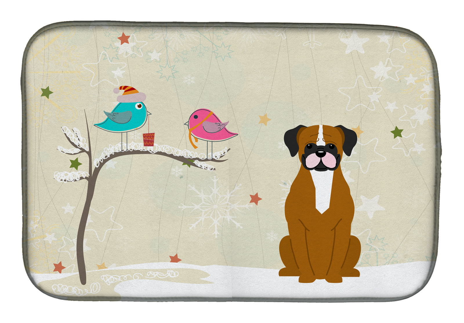 Christmas Presents between Friends Flashy Fawn Boxer Dish Drying Mat BB2588DDM  the-store.com.
