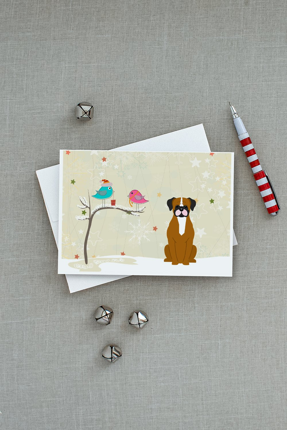 Christmas Presents between Friends Boxer - Flashy Fawn Greeting Cards and Envelopes Pack of 8 - the-store.com