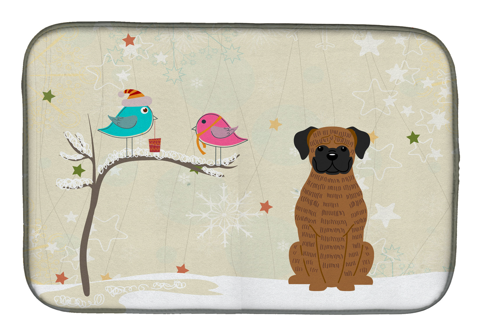 Christmas Presents between Friends Brindle Boxer Dish Drying Mat BB2589DDM  the-store.com.