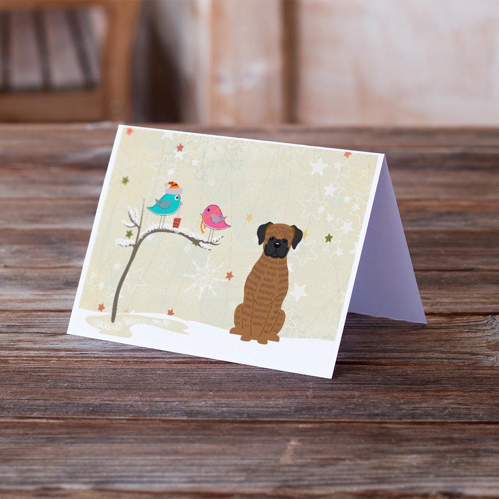 Christmas Presents between Friends Boxer - Brindle Greeting Cards and Envelopes Pack of 8 - the-store.com