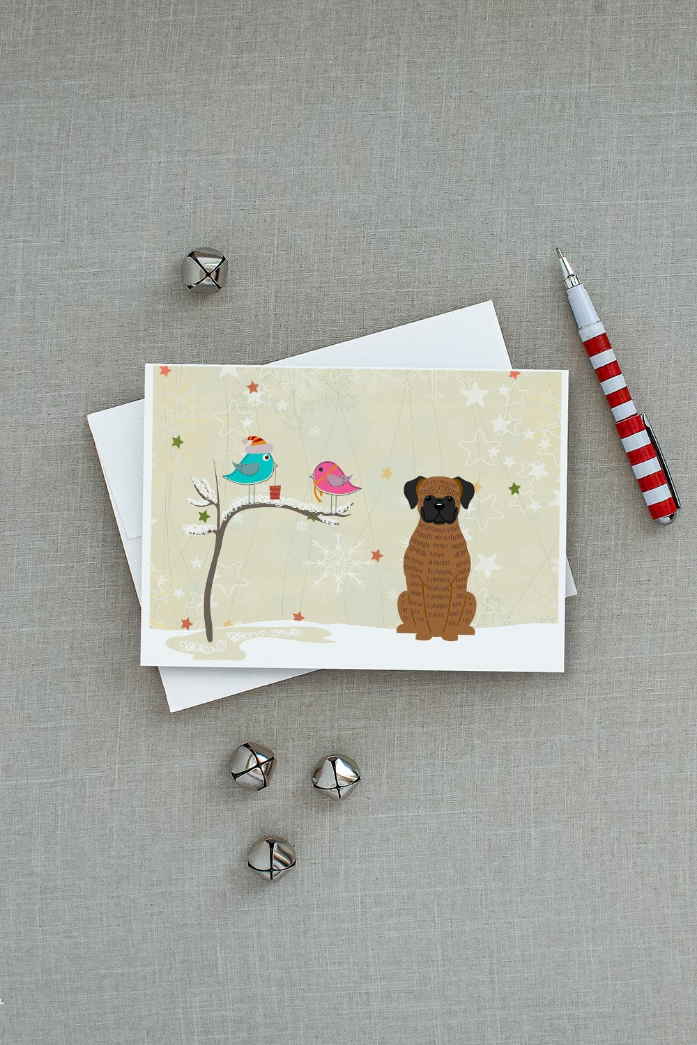 Christmas Presents between Friends Boxer - Brindle Greeting Cards and Envelopes Pack of 8 - the-store.com