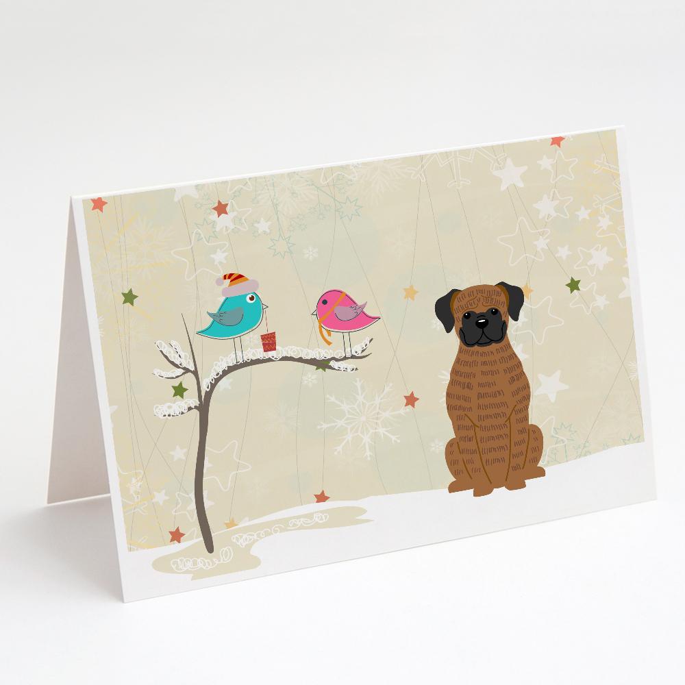 Buy this Christmas Presents between Friends Boxer - Brindle Greeting Cards and Envelopes Pack of 8