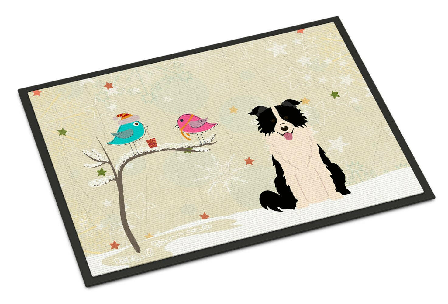Christmas Presents between Friends Border Collie Black White Indoor or Outdoor Mat 18x27 BB2590MAT - the-store.com