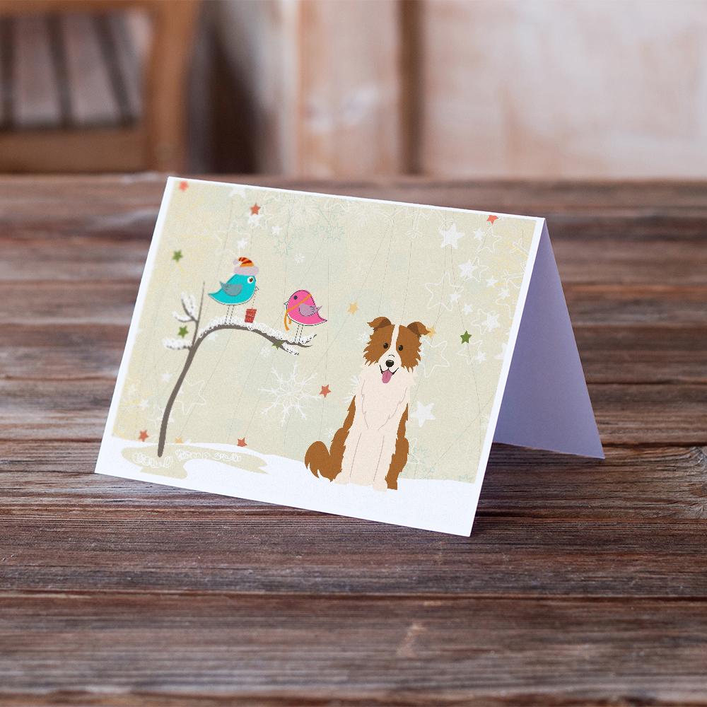 Christmas Presents between Friends Border Collie - Red and White Greeting Cards and Envelopes Pack of 8 - the-store.com